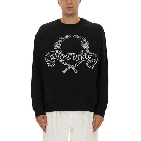 Moschino Black Sweatshirt With Laurel Crown Logo Embroidery - NWT - Picture 1 of 4